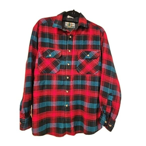 Vintage Northwest Territory Men's Plaid Button Up Long Sleeve Shirt Sz Large Red - Picture 9 of 9